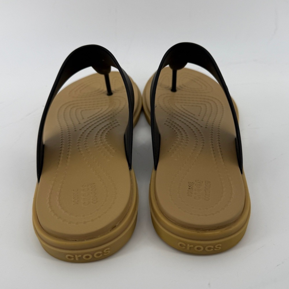 Crocs Tulum Flip Flop Sandal Tan Black Women 6 Slip On Casual Comfy Beach Vacay - Picture 5 of 9